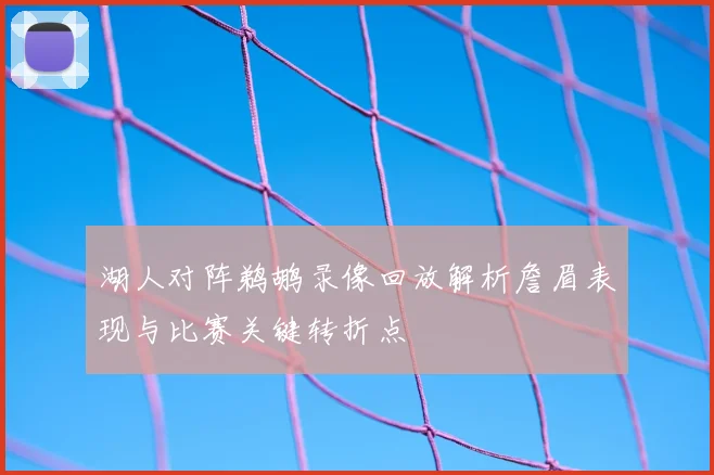 湖人对阵鹈鹕录像回放解析詹眉表现与比赛关键转折点